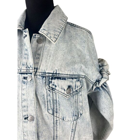 Avec Les Filles Anthropologie Oversized Acid Wash Denim Jacket Size Medium - Picture 5 of 7